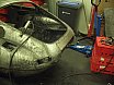 Nun wird mit der Reparatur der kaputten Bleche begonnen - Jaguar E-Type  3,8 ltr. Serie 1 FHC Baujahr 1964